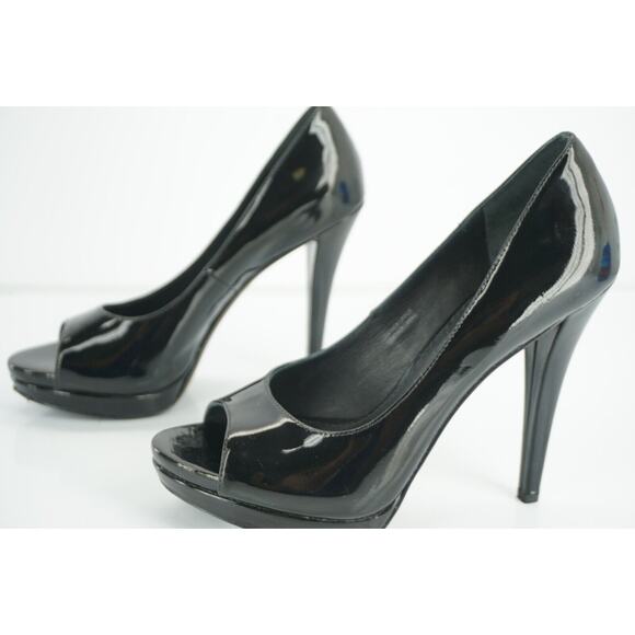 Vera Wang Lavender Nadia Black Patent Peep Toe Platform Heel Pumps SZ 6 New $298 - Picture 5 of 10